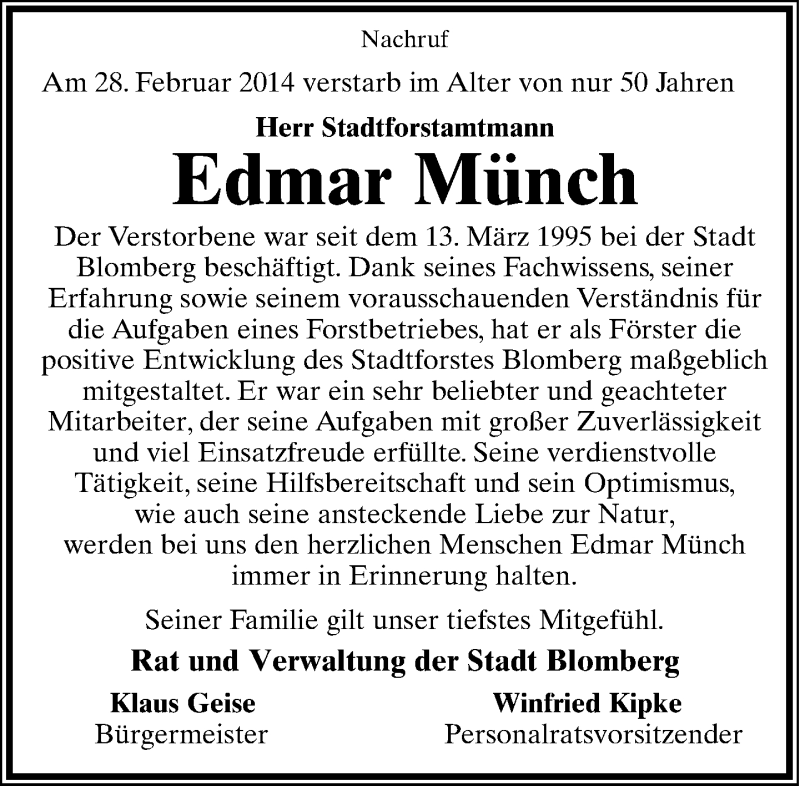  Traueranzeige für Edmar Münch vom 05.03.2014 aus Lippische Landes-Zeitung
