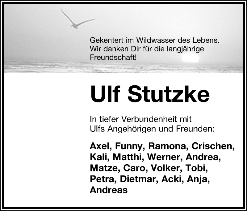  Traueranzeige für Ulf Stutzke vom 21.07.2014 aus Lippische Landes-Zeitung
