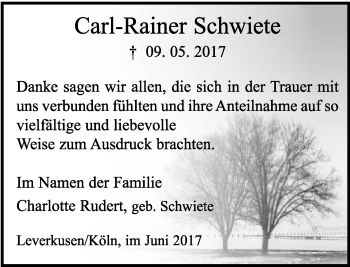 Anzeige  Carl-Rainer Schwiete  Lippische Landes-Zeitung