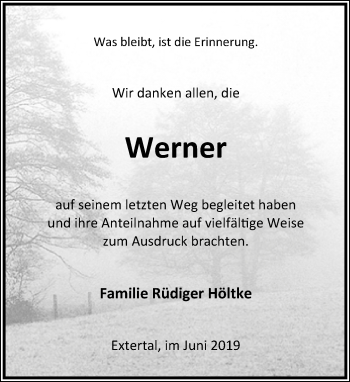 Anzeige  Werner Höltke  Lippische Landes-Zeitung