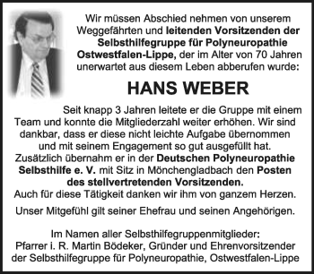 Anzeige  Hans Weber  Lippische Landes-Zeitung