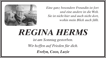 Anzeige  Regina Herms  Lippische Landes-Zeitung