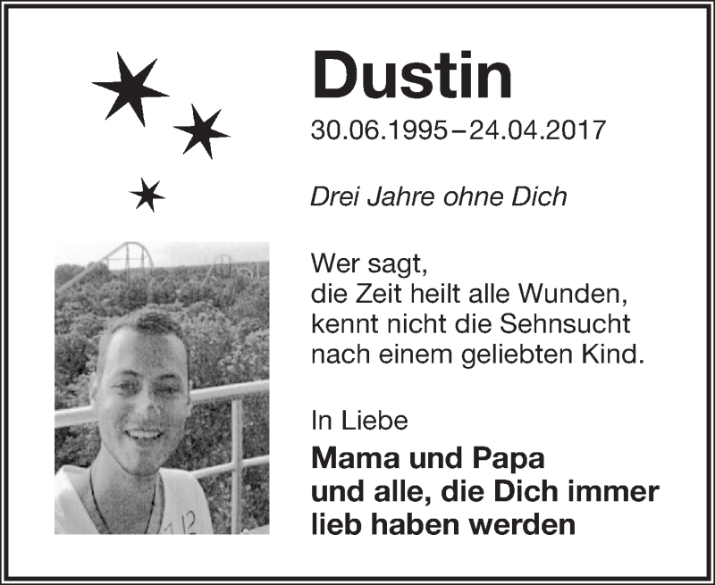  Traueranzeige für Dustin Janzen vom 24.04.2020 aus Lippische Landes-Zeitung