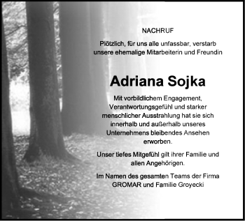 Anzeige  Adriana Sojka  Lippische Landes-Zeitung