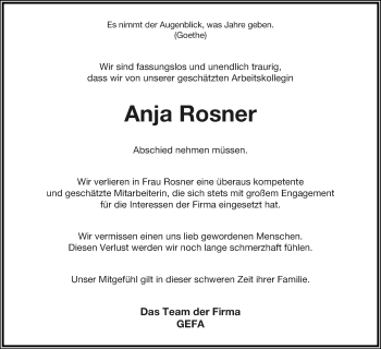 Anzeige  Anja Rosner  Lippische Landes-Zeitung