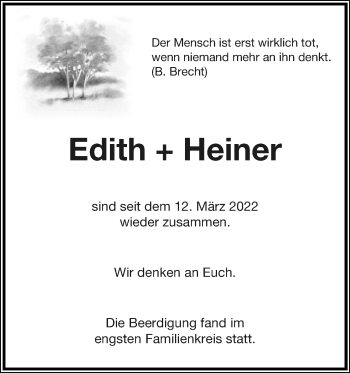 Anzeige  Edith + Heiner Koch  Lippische Landes-Zeitung