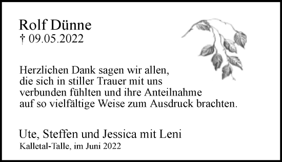 Anzeige  Rolf Dünne  Lippische Landes-Zeitung