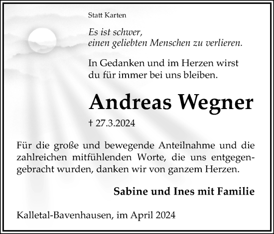 Anzeige  Andreas Wegner  Lippische Landes-Zeitung
