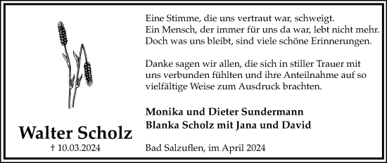 Anzeige  Walter Scholz  Lippische Landes-Zeitung
