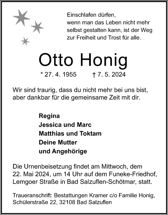 Anzeige  Otto Honig  Lippische Landes-Zeitung