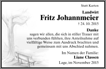 Anzeige  Fritz Johannmeier  Lippische Landes-Zeitung