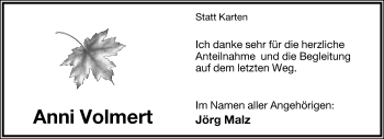 Anzeige  Anni Volmert  Lippische Landes-Zeitung