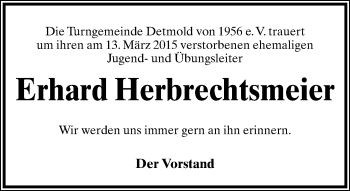 Anzeige  Erhard Herbrechtsmeier  Lippische Landes-Zeitung