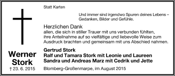 Anzeige  Werner Stork  Lippische Landes-Zeitung