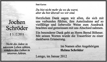 Anzeige  Jochen Schröder  Lippische Landes-Zeitung