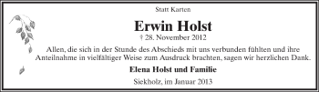 Anzeige  Erwin Holst  Lippische Landes-Zeitung