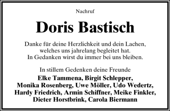 Anzeige  Doris Bastisch  Lippische Landes-Zeitung