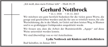 Anzeige  Gerhard Nottbrock  Lippische Landes-Zeitung