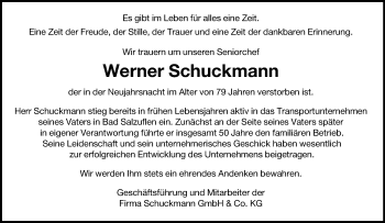 Anzeige  Werner Schuckmann  Lippische Landes-Zeitung