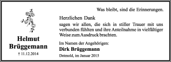 Anzeige  Helmut Brüggemann  Lippische Landes-Zeitung