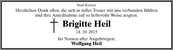 Anzeige  Brigitte Heil  Lippische Landes-Zeitung