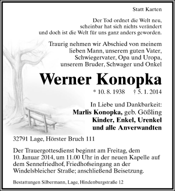 Anzeige  Werner Konopka  Lippische Landes-Zeitung