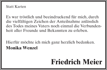 Anzeige  Friedrich Meier  Lippische Landes-Zeitung