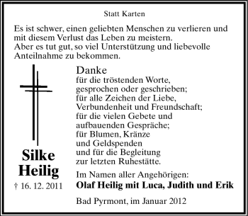 Anzeige  Silke Heilig  Lippische Landes-Zeitung