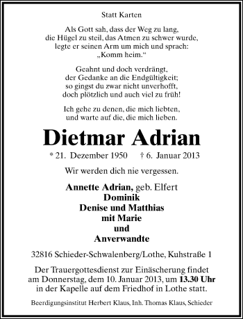 Anzeige  Friedrich Baumann  Lippische Landes-Zeitung