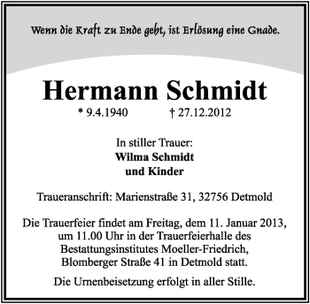 Anzeige  Hermann Schmidt  Lippische Landes-Zeitung
