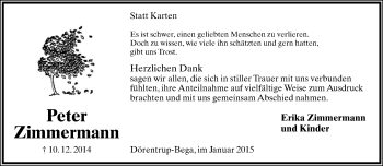 Anzeige  Peter Zimmermann  Lippische Landes-Zeitung