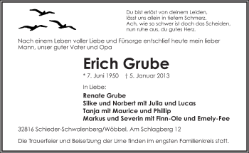 Anzeige  Erich Grube  Lippische Landes-Zeitung