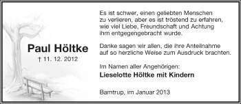 Anzeige  Paul Höltke  Lippische Landes-Zeitung
