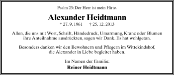 Anzeige  Alexander Heidtmann  Lippische Landes-Zeitung