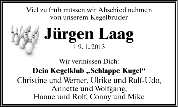 Anzeige  Jürgen Laag  Lippische Landes-Zeitung