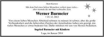 Anzeige  Werner Burmeier  Lippische Landes-Zeitung