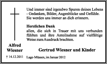 Anzeige  Alfred Wiesner  Lippische Landes-Zeitung