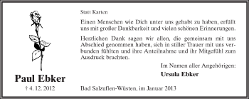 Anzeige  Paul Ebker  Lippische Landes-Zeitung