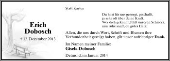 Anzeige  Erich Dobosch  Lippische Landes-Zeitung