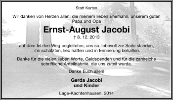 Anzeige  Ernst-August Jacobi  Lippische Landes-Zeitung