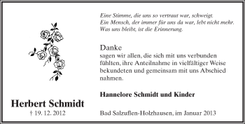 Anzeige  Herbert Schmidt  Lippische Landes-Zeitung