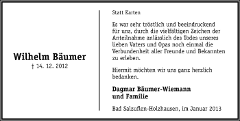 Anzeige  Wilhelm Bäumer  Lippische Landes-Zeitung