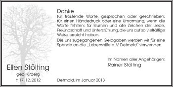 Anzeige  Ellen Stölting  Lippische Landes-Zeitung