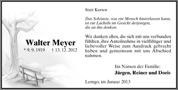 Anzeige  Walter Meyer  Lippische Landes-Zeitung