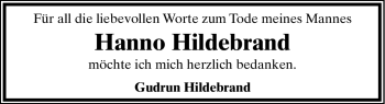 Anzeige  Hanno Hildebrand  Lippische Landes-Zeitung