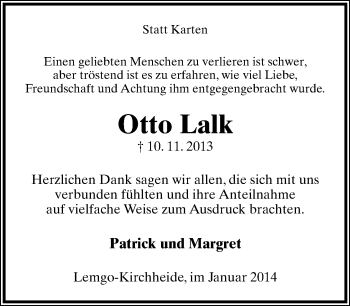Anzeige  Otto Lalk  Lippische Landes-Zeitung