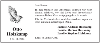 Anzeige  Otto Holzkamp  Lippische Landes-Zeitung