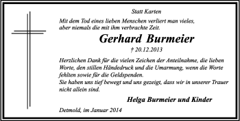 Anzeige  Gerhard Burmeier  Lippische Landes-Zeitung