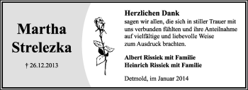 Anzeige  Martha Strelezka  Lippische Landes-Zeitung