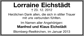 Anzeige  Lorraine Eichstädt  Lippische Landes-Zeitung